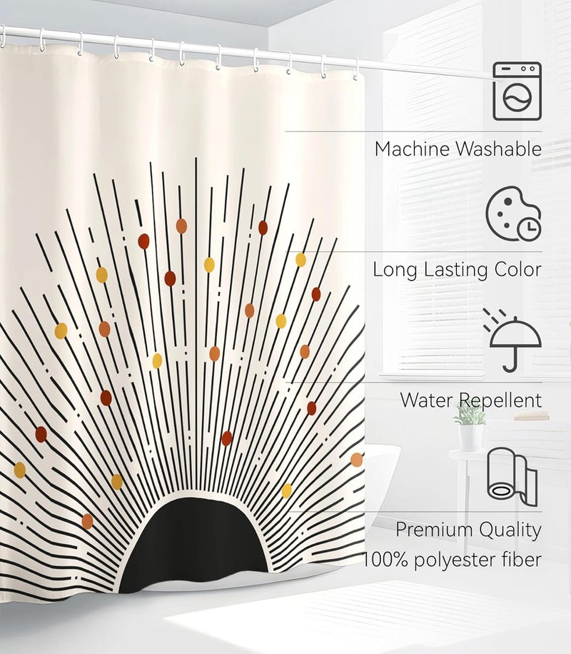 Stanoha Shower Curtain for Bathroom Stall Boho Modern Cute Aesthetic Decorative Girly Waterproof Unique Art Sun Elegant Girls Chic Print Design Teen Pretty Women Cortinas de Baño Bathtub 72 x72 Inch - Image 3